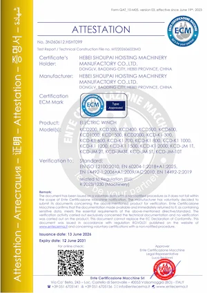 Electric Winch CE Certificate